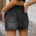 thumbnail image 7 of Ynynlocho Denim Skirt with Shorts Mini Skort Women Trendy High Waisted A-Line Summer Jean Skirts with Pockets, 7 of 7