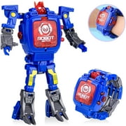 SUTENG Captain America Transformer Robot Toy Convert to Digital Wrist Watch for Kids, Blue