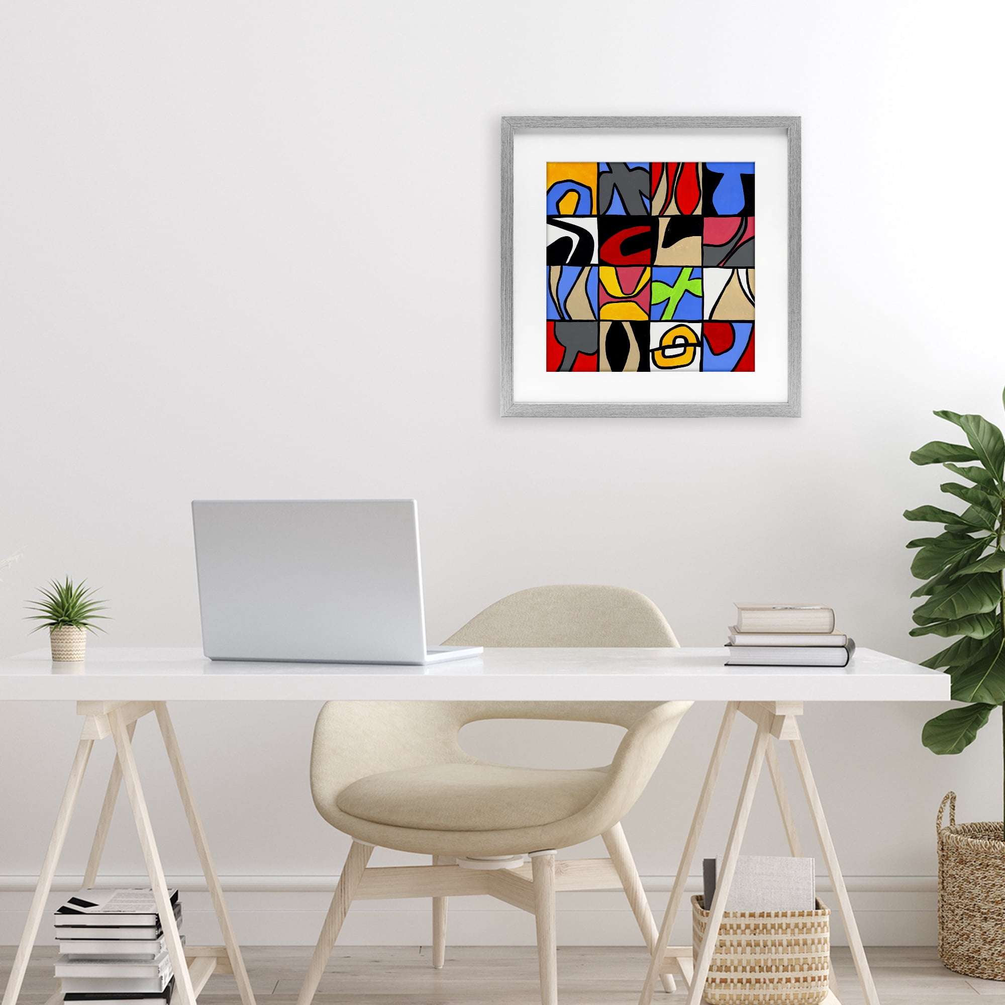 Stupell Industries Alternating Contrast Shapes Abstraction Gray Framed Print Under Glass, design by Ruth Fromstein