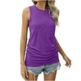 thumbnail image 3 of Dazajoo Ruched Tank Tops for Women Plus Size Sleeveless Crewneck Shirts Summer Loose Lightweight Solid Basic Tees,Purple,XXXXXL, 3 of 10