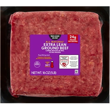 96% Lean / 4% Fat Extra Lean Ground Beef, 1 lb Brick, Fresh, All Natural*