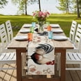 thumbnail image 4 of White Retro Rooster 90 Inch Table Runner, Watercolor Pastoral Animals Plaid Farmhouse Dresser Scarf Cotton & Linen Tablerunner for Dining/Kitchen Island/Holiday Party Décor 13" x 90", 4 of 9