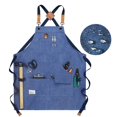 thumbnail image 1 of Delantal de trabajo impermeable de lona, herramienta de alta resistencia, con bolsillos, correas cruzadas, ajustable para carpintería, pintura y cocina, 1 of 4