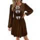 thumbnail image 3 of Karight Velvet Dress for Women Holiday Cocktail Removeable Bow A-Line Mini Dresses Elegant Crewneck Long Sleece Wedding Outfit, 3 of 4