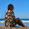 thumbnail image 4 of Yibo Hippie Floral Bath Beach Towel Vintage Watercolor Floral Striped Fabric Modern Aesthetic Print Soft Bath Towel, 4 of 8