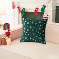 thumbnail image 6 of Nkmbld Christmas Throw Pillows Soft Fuzzy Decorative Pillows Covers with Snowflake Glitter Printed Pillowcases for Sofa, Couch, Bed and Car, Green, 6 of 8