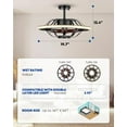 thumbnail image 3 of 20'' Caged Ceiling Fan with Lights 6 Speeds Low Profile Small Farmhouse Industrial Ceiling Fans, Black Enclosed Bladeless LED Ceiling Fan Remote/APP Control for Living Room/Bedroom/Kitchen, 3 of 6