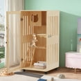 thumbnail image 5 of Large Wooden Cat House for Outdoor and Indoor Cats,Luxury Multi-Feature Cat Condo with Cat Scratching Posts Oversized Cat Villa on Wheels, 5 of 9