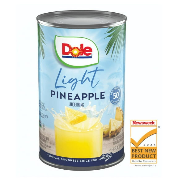 Dole Light Pineapple Juice Drink, 46 fl oz Can (Pack of 2)