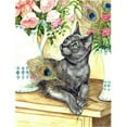 thumbnail image 1 of Carolines Treasures CDCO0035CHF Cat & Peacock Feathers Flag Canvas House Size, 1 of 4