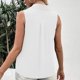 thumbnail image 4 of Gibobby Camiseta sin mangas con botones y cuello en V de color sólido informal para mujer(Blanco,G), 4 of 5