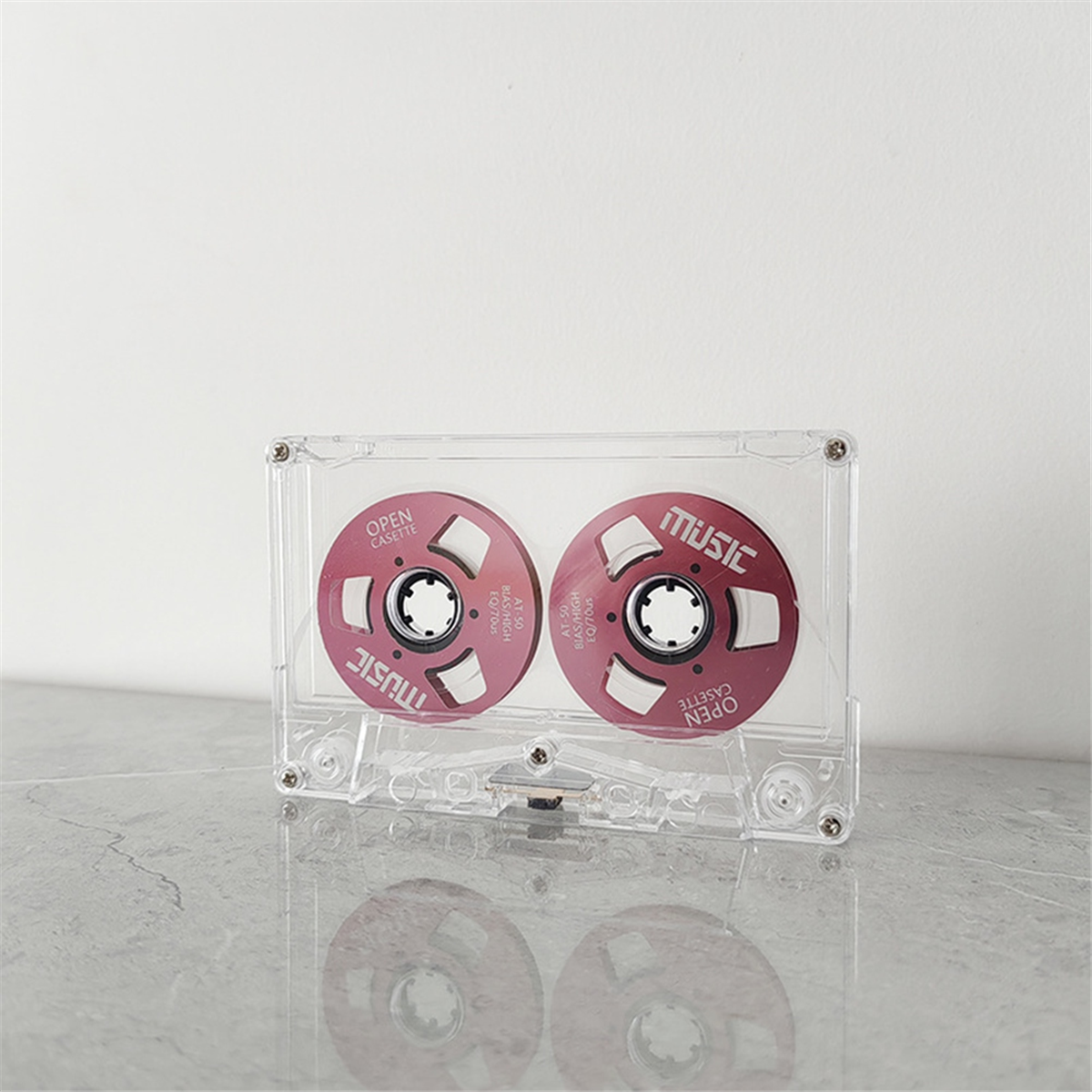 Cassette Audio Vierge Tuesoa – 50 Minutes, Bande Magnétique Double Face, Couleur Rouge Rétro