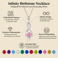 thumbnail image 2 of VEEDOFA October Birthstone Necklace for Women, 12 Month Round Cut Infinity Pendant, Silver Plated Tone Birthday Jewelry Gift, 2 of 9