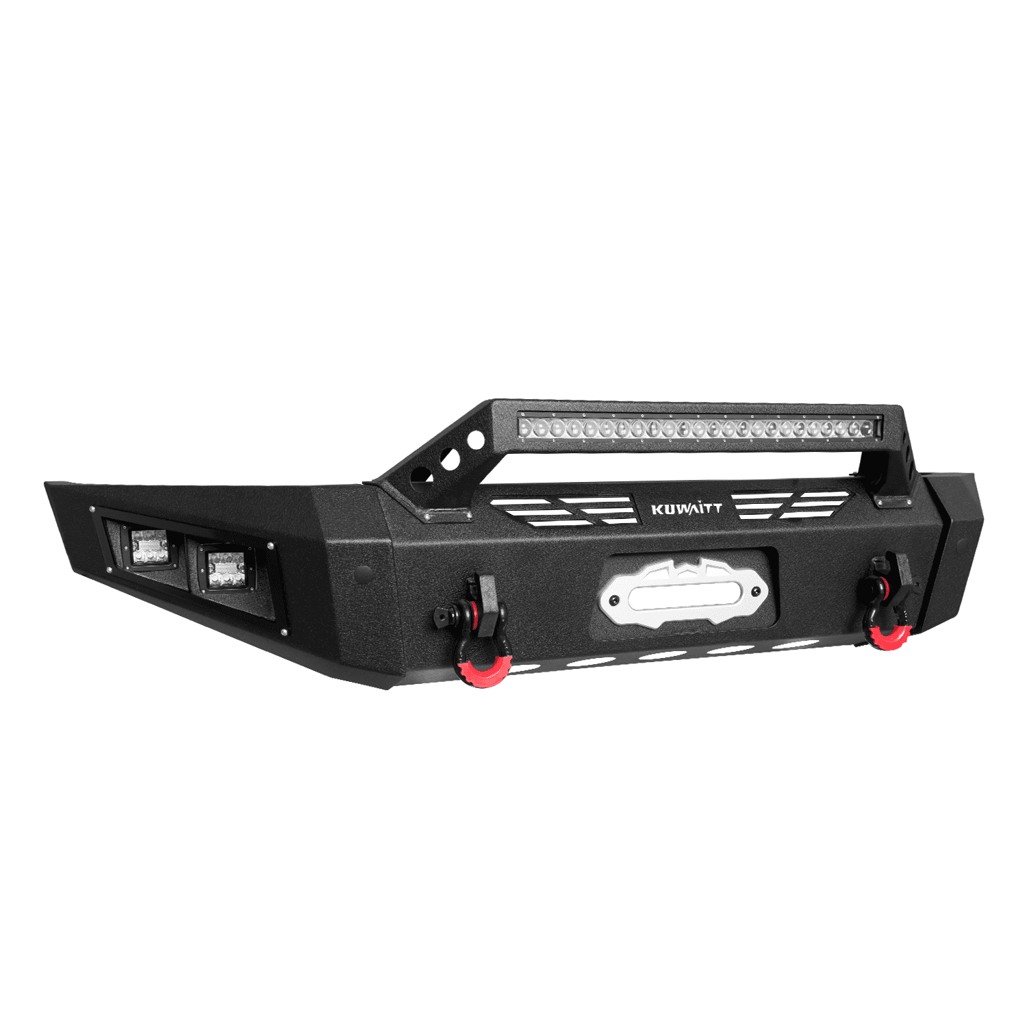 TIOYAR Steel Front and Rear Bumper for 2009-2014 Ford F150 (Not fit Raptor) With Winch Plate&Lights (Black Texture)
