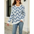 thumbnail image 3 of Liacowi Women Juniors Knitted Sweater Long Sleeve Contrast Color Pullover Retro Jumpers Tops Fall Loose Knitwear for Teen, 3 of 8