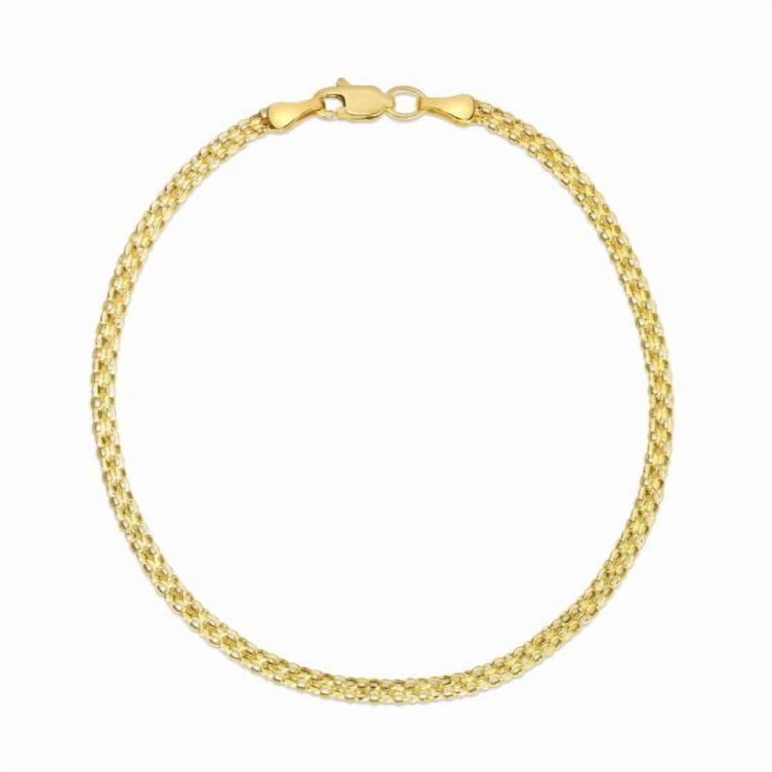 Ritastephens gold plated 925 sterling silver bismark chain bracelet 9” | italian-made 3mm flat Link | genuine nickel-free hypoallergenic silver jewelry with lobster clasp & gift box
