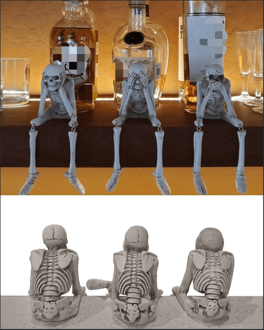 Halloween Decorations Indoor Skeleton Statues See Speak Hear No Evil Figurines for Mantel Table - Realistic Resin Skull Spooky Gothic Home Decor Set of 3