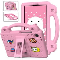 ELEHOLD Kids Case for Samsung Galaxy Tab A9 EVA Foam Cute Cartoon Case with Built-in Kickstand Shockproof Portable Case for Samsung Galaxy Tab A9 8.7" (X110/X115) with DIY Accessories,Pink