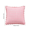 thumbnail image 3 of Throw Pillow Pink Gingham Scalloped Plaid with Removable Cover Square or Lumbar Size for Sofa Bed Couch, 3 of 6
