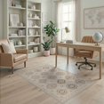 thumbnail image 2 of ODIKA 4'x6' Gray Beige Medallion Pattern Design Washable Area Rug Elegant Geometric Motifs with Classic Charm for Bedroom, Reading Nook, Pet Friendly & Non-Shedding, 2 of 7