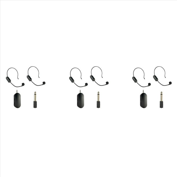 3X 2.4G Conjunto de MicróFono Lavalier InaláMbrico Montado en la Cabeza Transmisor con Receptor para Amplificador Altavoz de Voz 1 A 2