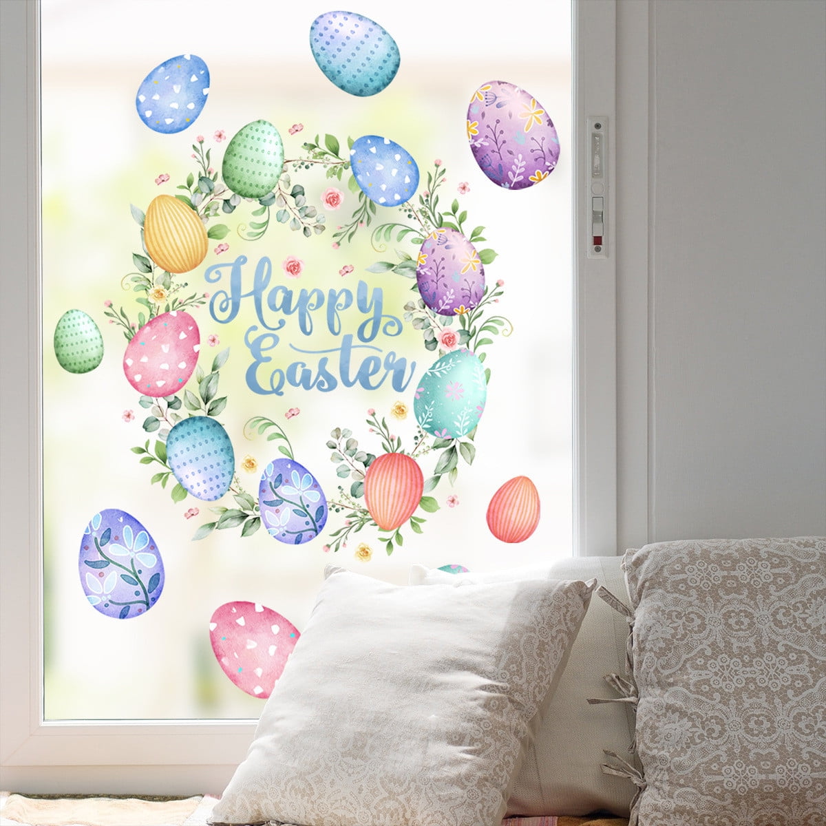 Easter Clearance 2024! CWCWFHZH Easter Window Clings, 9 Sheets