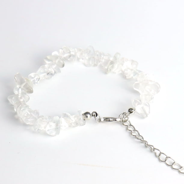 Xiao Hua Pulsera de cuentas hecha a mano, ideal para hombres y mujeres, pulsera ajustable vintage de cristal de piedra natural (blanca)