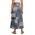 thumbnail image 6 of Women Plaid Print Long Skirts Summer Drawstring Waist Slimming Beach Elastic High Waisted Casual Maxi Skirts Gray 2XL, 6 of 6