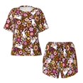 thumbnail image 5 of Wukai Flower Bunny Women's Pajama Set,Short-Sleeve Top and Shorts with Elastic Waistband and Pockets for Loungewear, Yoga, and Casual Wear-4X-Large, 5 of 8