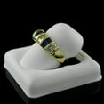 thumbnail image 3 of 14K Yellow Gold Plated Baguette Cut Blue Sapphire & Diamond Anniversary Band Ring For Women, 3 of 4