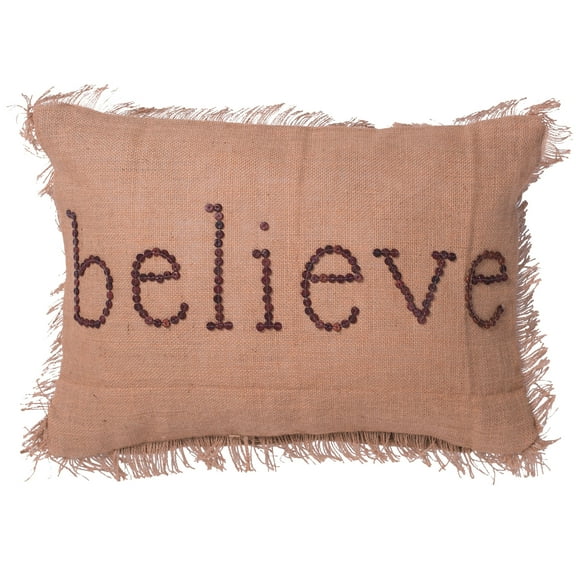 Vickerman Decorative 14" x 20" Holiday Words Believe Pillow