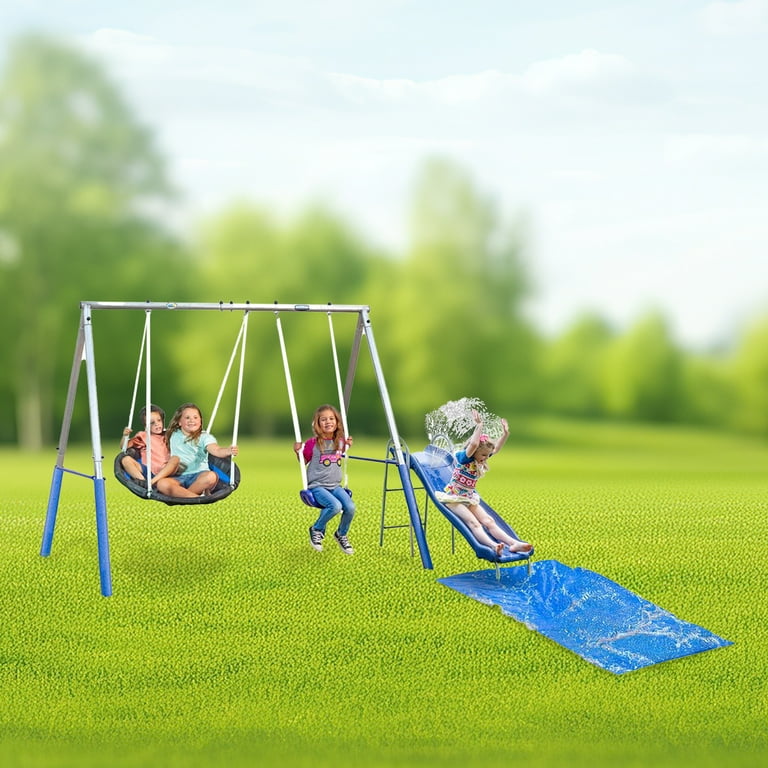 XDP Recreation Playtime Fun Swing Set With Water Slide, Super Disc