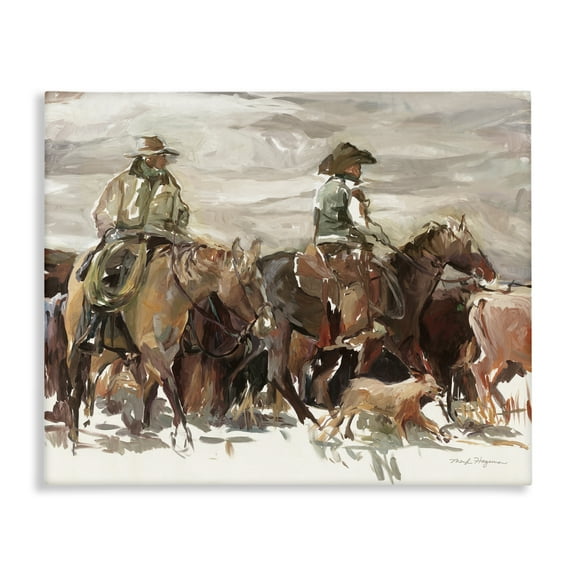 Stupell Industries Round Up Cowboys Animals & Insects Painting Gallery Wrapped Canvas Art Print Wall Art, 20 x 16