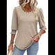 thumbnail image 3 of Blusas para Mujer, Elegantes, Informales, de 3/4 y Puños Fruncidos. Caqui XXL, 3 of 9