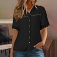 thumbnail image 2 of GigrtiJin Blouses for Women Dressy Casual Summer Lace Trim Short Sleeve Tops Button down Loose Collared Work T Shirts, 2 of 5