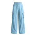 thumbnail image 4 of GUACER Womens Wide Leg Cargo Pants Button Waist Cotton Linen Casual Utility Trousers Pockets, 4 of 8