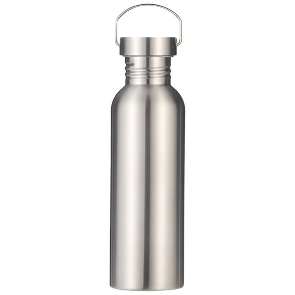 750 ml Stainless Steel Water Bottle, Ultralight Backpacking, Hiking Water Bottle, Single Layer Design, Removable Metal Handle, with Insulated Sleeve and Cleaning Brush for Outdoor Sports