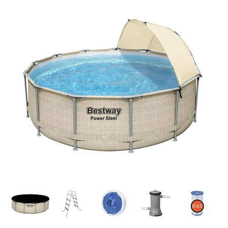 bestway pool ground above round canopy steel power ft
