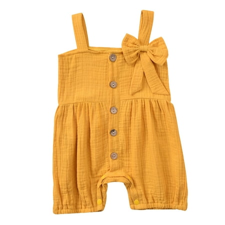 

XINSHIDE Newborn Infant Baby Girls Sleeveless Vest Solid Color Bowknot Romper Jumpsuit Baby Girl Clothes
