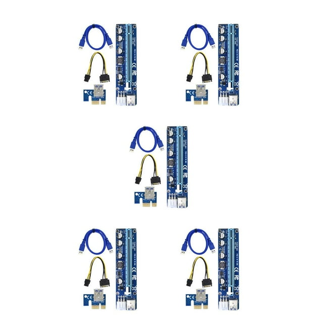 Youkk 10 Pcs VER008C 6 Broches PCI PCIE PCI-E Riser Carte 008C 1X à 16X Rallonge 60cm Câble USB3.0 5ensemble