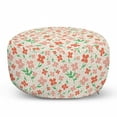 thumbnail image 1 of Floral Pouf Cover with Zipper, Blooms Petals Pastel Meadow Buds Spring Doodle, Soft Decorative Fabric Unstuffed Case, 30" W X 17.3" L, Salmon Blush, by Ambesonne, 1 of 5