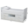 thumbnail image 2 of Baxton Studio Mirza Modern and Contemporary White Finished Wood 5-Drawer Twin Size Storage Bed with Pull-Out Desk, 2 of 11