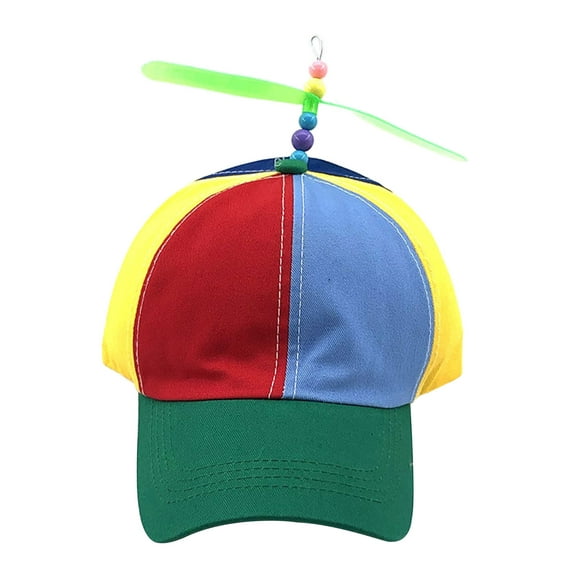 LIANGXR Rainbow Color Baseball Hat with Propeller Funny Helicopter Sun Hat