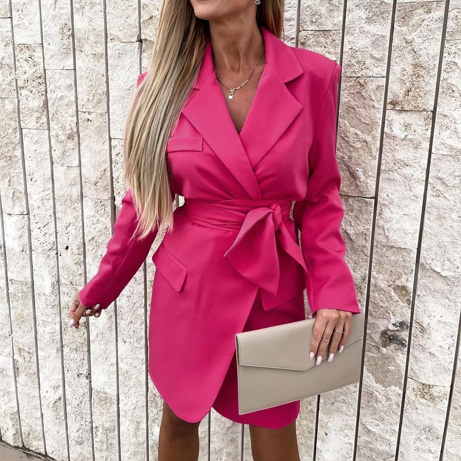 Women Lightweight Blazer Lapel 