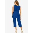 thumbnail image 2 of Jessica London Women's Plus Size Two Piece Sleeveless Tunic Top Capri Pants Linen Blend Set, 2 of 3