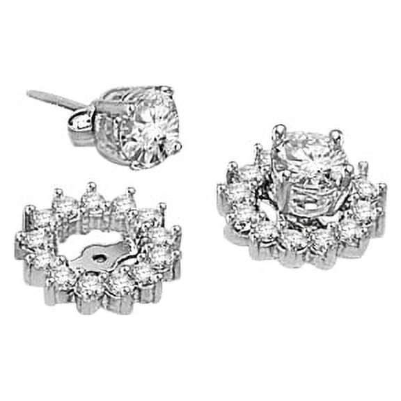 Prong Set Earring Jackets with Simulated Round Brilliant Diamonds by Diamond Essence set in 14K White Gold