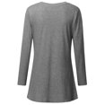 thumbnail image 5 of Women Solid Color Button Up Crew Neck Long Sleeve Twist Knot Pullover Top, 5 of 5