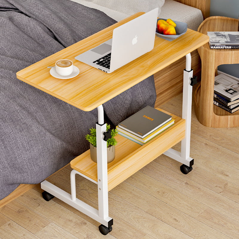 Adjustable Height Rolling Laptop Desk Hospital Bedside Table Cart Over Bed Stand 