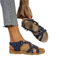 thumbnail image 2 of Norvail Womens Cross Striped Color Block Ethnic Flat Sandals, Wide Foot Sandals for Women Dressy, Oversized Casual Beach Walking Shoes for Summer Vacation, 2 of 6