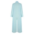 thumbnail image 5 of Up to 60% Off! pstuiky Jumpsuits for Women, Women Solid Color Cotton and Linen Romper Long Sleeve Loose Romper Romper Pant Wide Leg with Pocket Leisure Light Blue L, 5 of 6